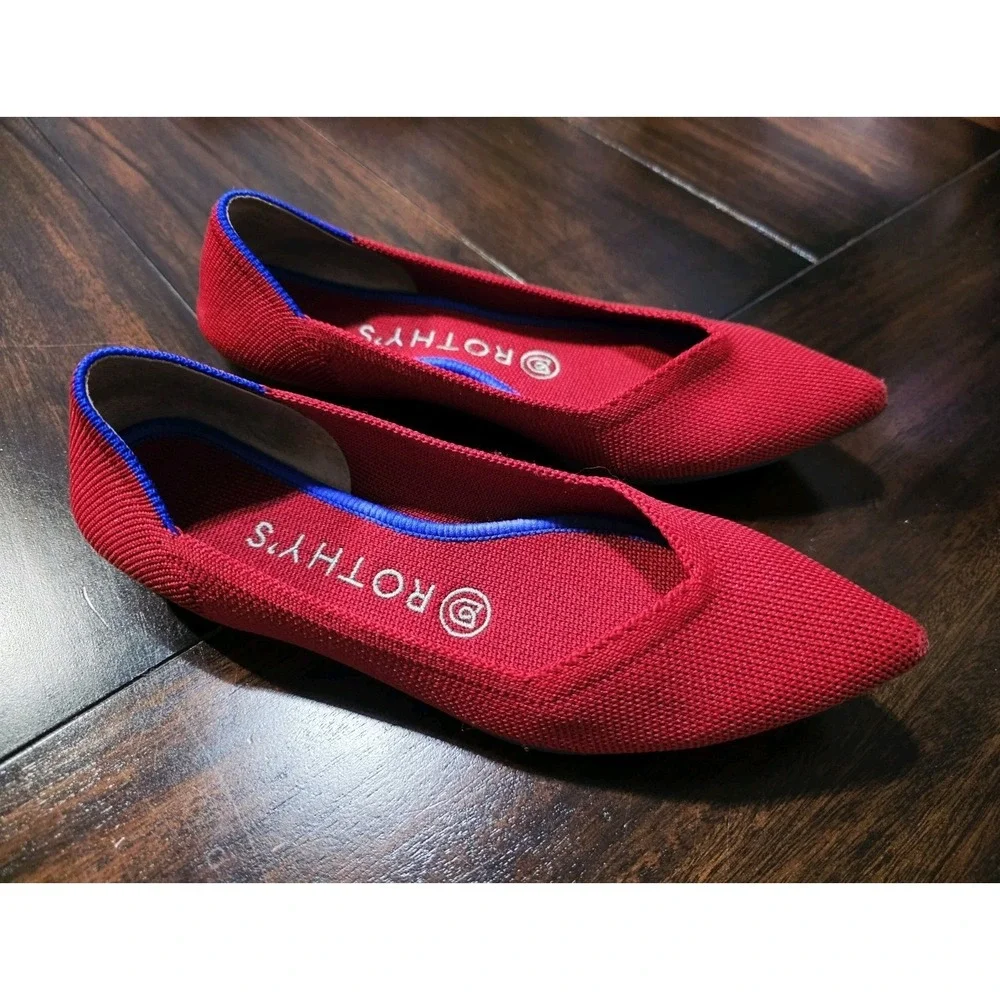 Rothy's The Point Flat Women's Size 6 Red Knit Fabric Ballet Flats Slip On
